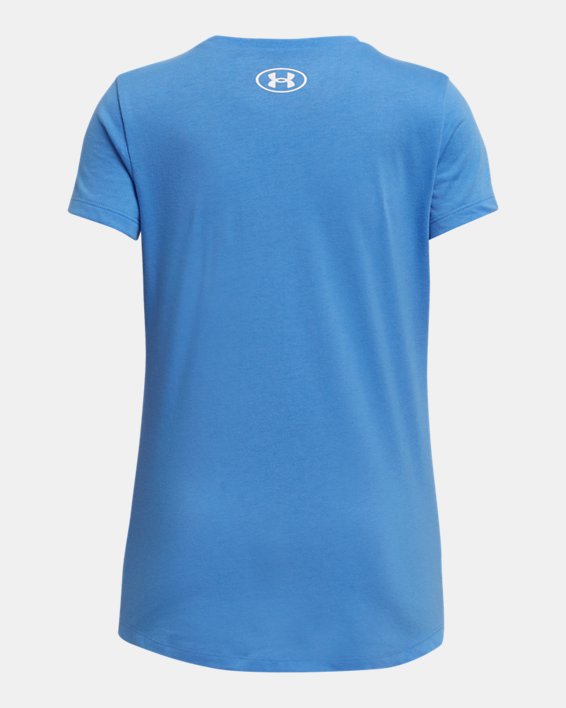 Girls' UA Sportstyle Graphic Short Sleeve in Blue image number 1